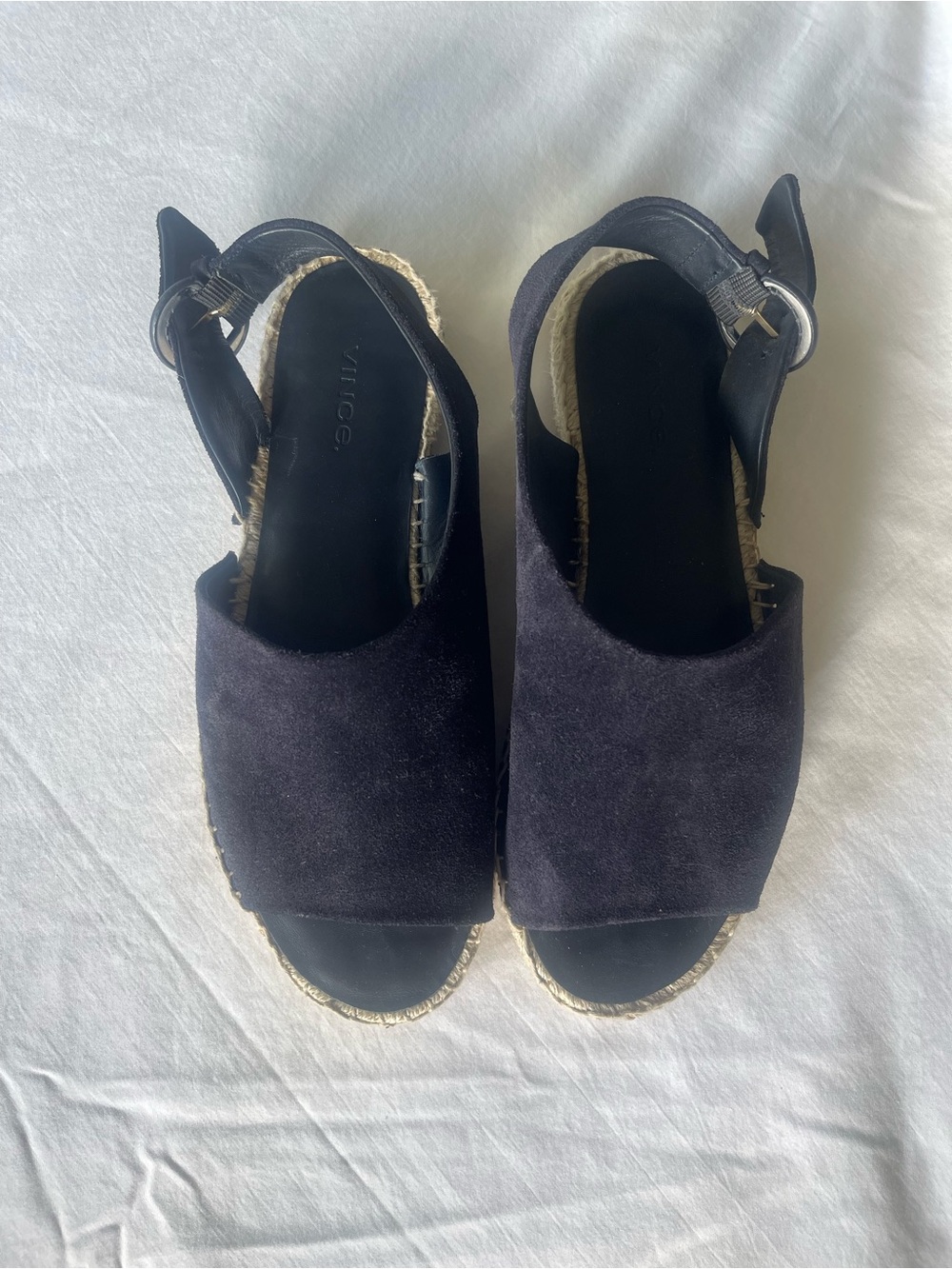 Vince Black Suede Espadrille Slingback Sandals